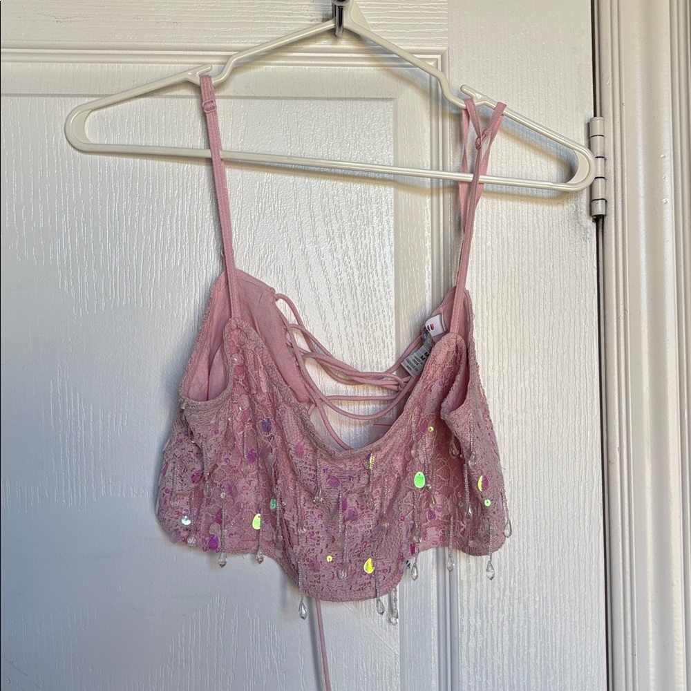 Urban Outfitters Pink Rose Crop Top
